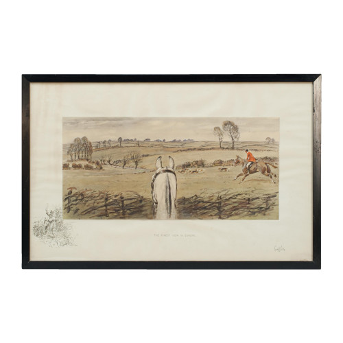 Signed Snaffles Fox Hunting Print, Finest View In Europe