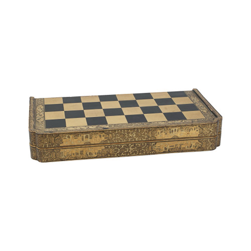 Oriental Black And Gold Backgammon And Chess Board