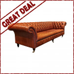 Vintage Button Back Leather Chesterfield Sofa