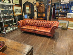 Vintage Button Back Leather Chesterfield Sofa