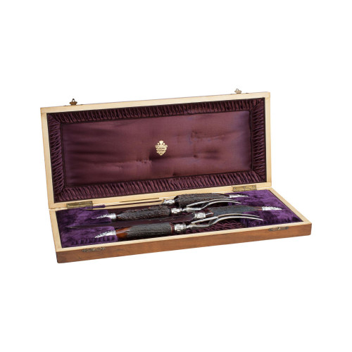 Victorian Elkington & Co. Antler Carving Set