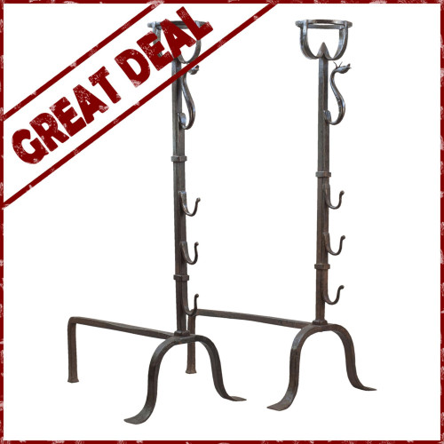 Pair Of Wrought Iron Andirons