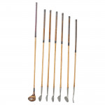 Set of Seven Usable Hickory Golf Clubs