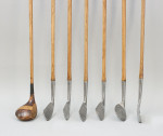 Set of Seven Usable Hickory Golf Clubs
