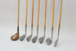 Set of Seven Usable Hickory Golf Clubs