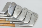 Set of Seven Usable Hickory Golf Clubs