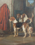 Oil On Canvas of Three Foxhounds