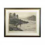 Antique Salmon Fishing Engraving, Salmon Fishing On The Dee By Joseph Farquharson