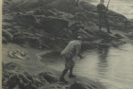 Antique Salmon Fishing Engraving, Salmon Fishing On The Dee By Joseph Farquharson