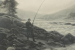 Antique Salmon Fishing Engraving, Salmon Fishing On The Dee By Joseph Farquharson