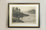 Antique Salmon Fishing Engraving, Salmon Fishing On The Dee By Joseph Farquharson