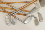 Set Of Eight Hickory Vulcan Golf Clubs