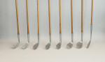 Set Of Eight Hickory Vulcan Golf Clubs