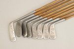 Set Of Eight Hickory Vulcan Golf Clubs
