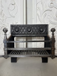 A huge iron late C19 th English fire grate with brass decoration