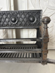 A huge iron late C19 th English fire grate with brass decoration