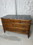 Late eighteenth century French walnut and burr elm commode