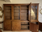 C19th burr walnut breakfront bookcase