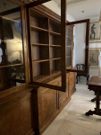 C19th burr walnut breakfront bookcase