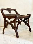 C19th Gothic Oak small seat / stool In  the manner of Pugin.