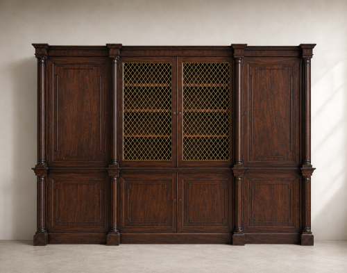 Large exceptional regency mahogany breakfront bookcase by Gillows