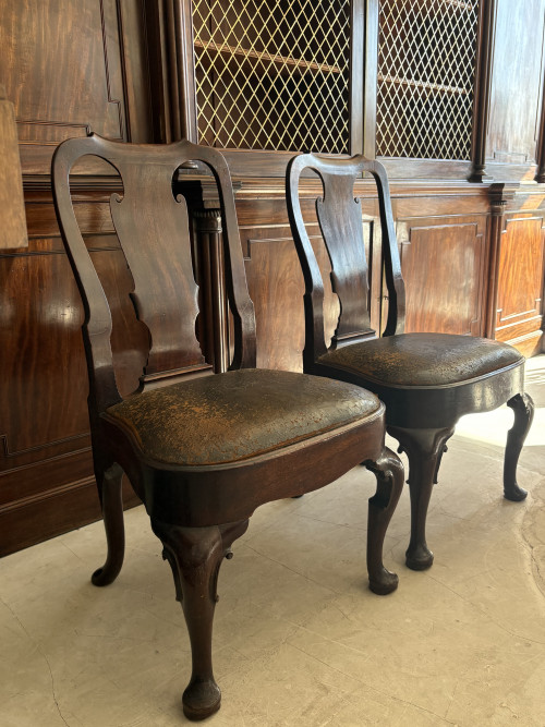 A pair of Geo I English mahogany side chairs