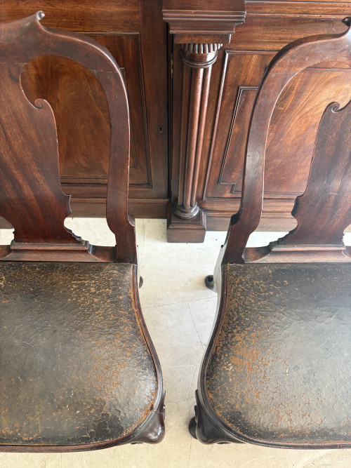 A pair of Geo I English mahogany side chairs