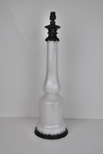 Victorian opaline white glass column lamp base