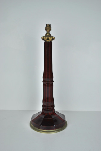 19th century French gilt metal mounted, ruby glass lamp