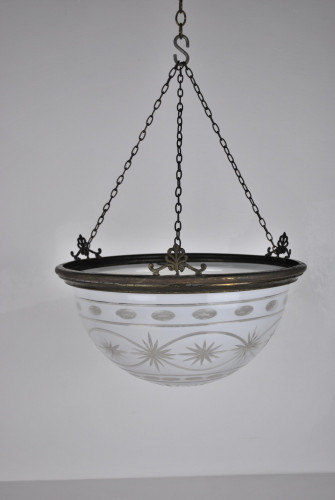 Extra large overlaid and cut glass plafonnier pendant light
