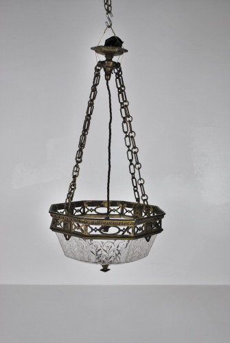 19th century gilt bronze and gut glass lantern