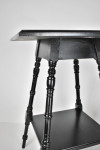 Pair of aesthetic movement ebonised walnut occasional tables in the manner of E.W. Godwin