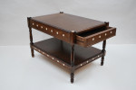 Rectangular oak two-tier table with resin inlay and concealed drawer