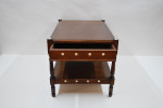 Rectangular oak two-tier table with resin inlay and concealed drawer