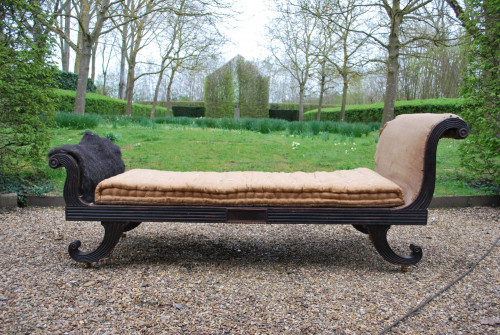 Regency period ebonised mahogany chaise