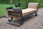 Regency period ebonised mahogany chaise