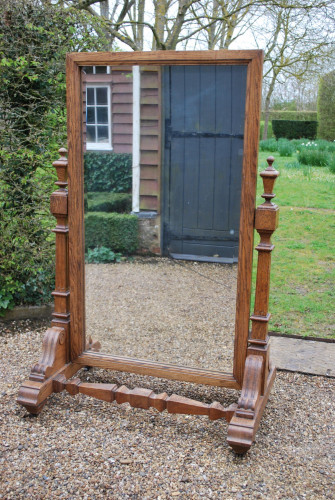 Scottish oak cheval mirror