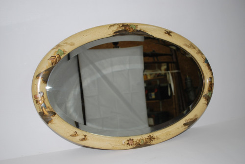 Chinoiserie oval wall mirror, circa 1930's