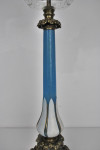 A Victorian gilt brass mounted blue opaline glass table lamp