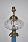 A Victorian gilt brass mounted blue opaline glass table lamp