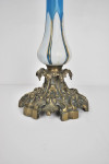 A Victorian gilt brass mounted blue opaline glass table lamp