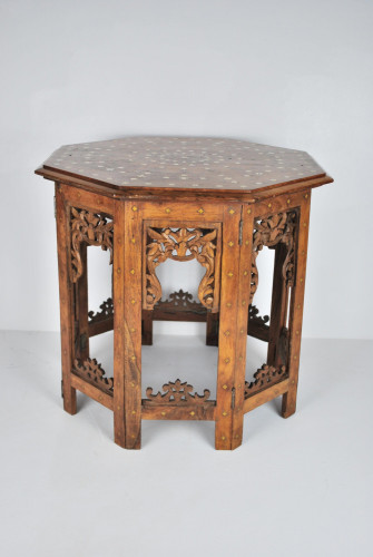 An Anglo-Indian inlaid teak occasional table, circa 1900.