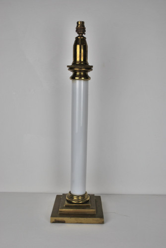 Palmer & Co. late 19th century Victorian white opaline glass and gilt brass table lamp