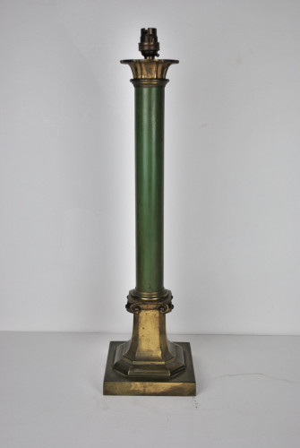 Early 20th century enamelled and gilt-enriched columnar table lamp