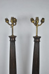 Pair of wooden column lamps