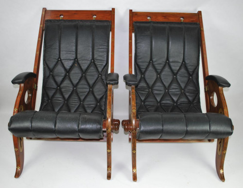 A pair of Anglo-Indian campaign chairs, probably early 20th century