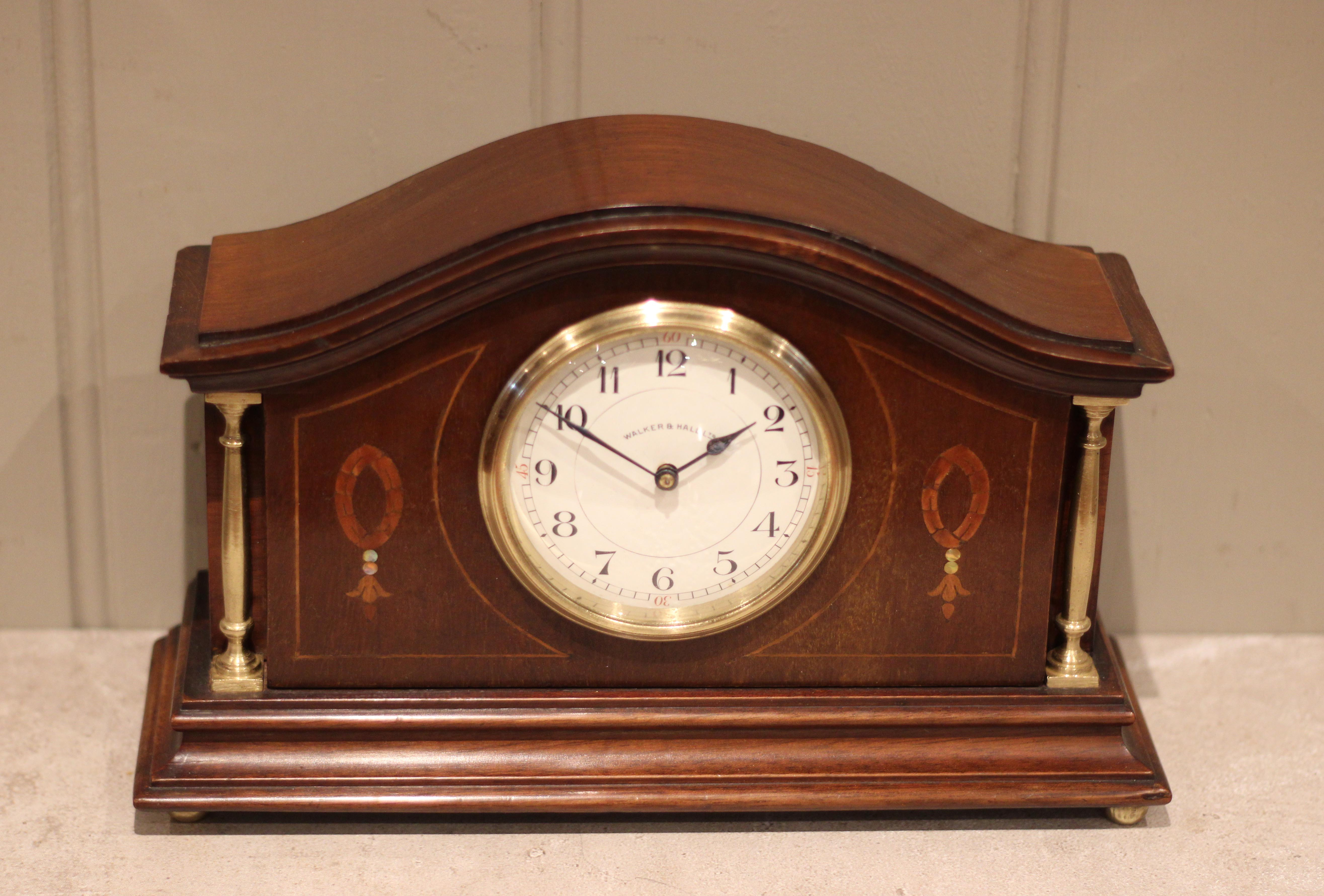 Edwardian Mahogany & Inlay Timepiece Mantel Clock