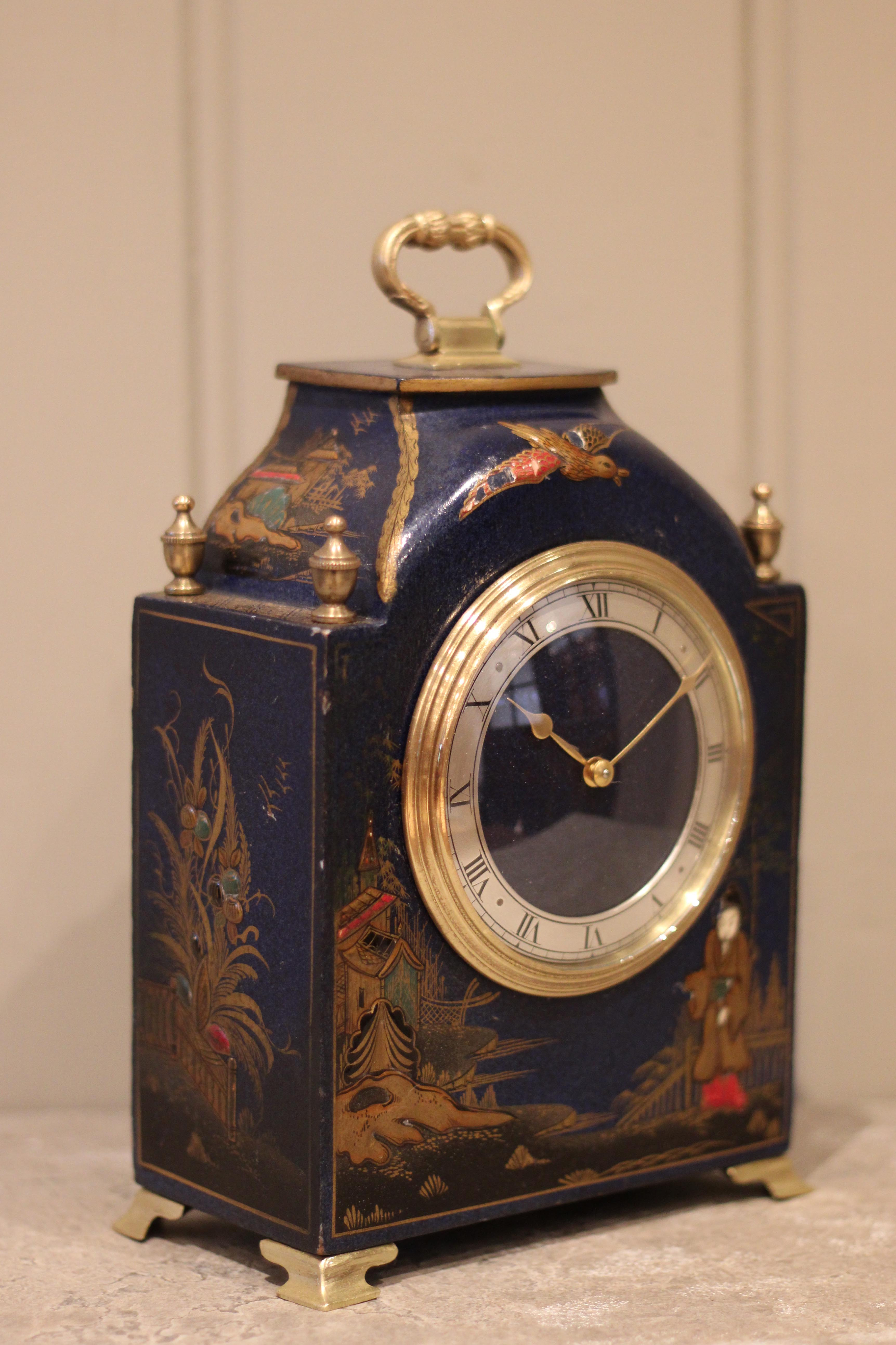 Blue Chinoserie Mantel Clock