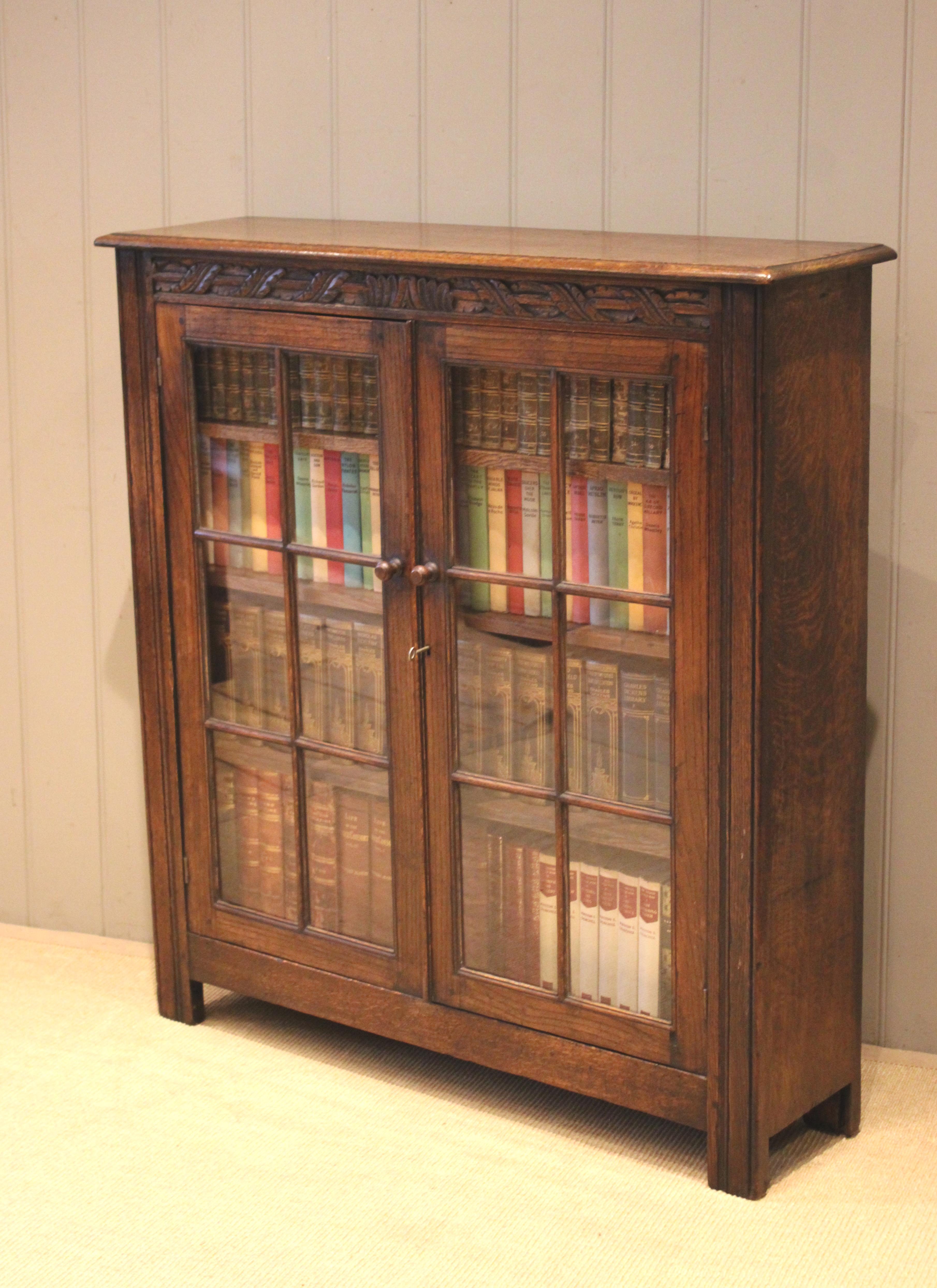 Good Quality Solid Oak Glazed Bookcase