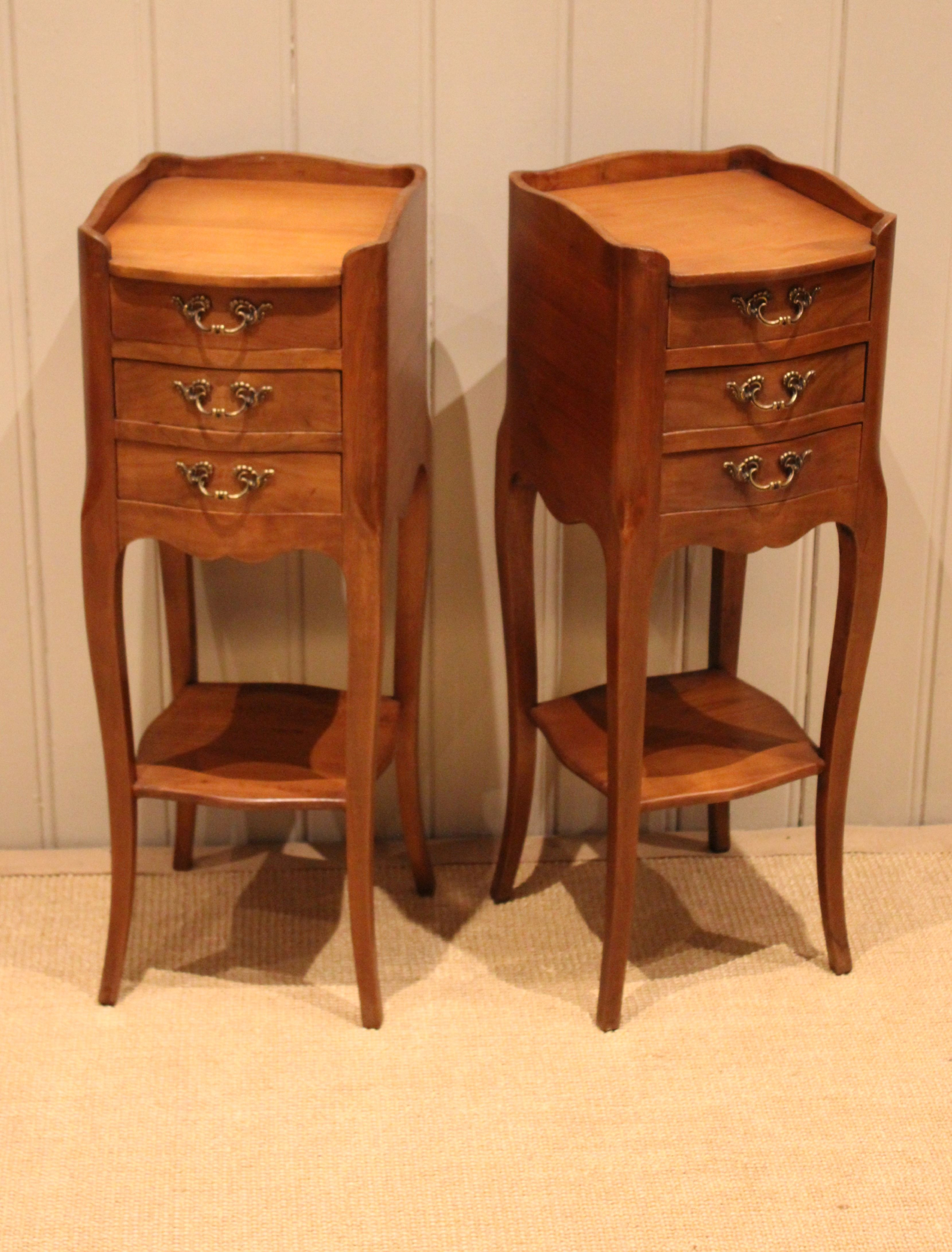 Pair Of Small Proportioned French Cherrywood Bedside Cabinets